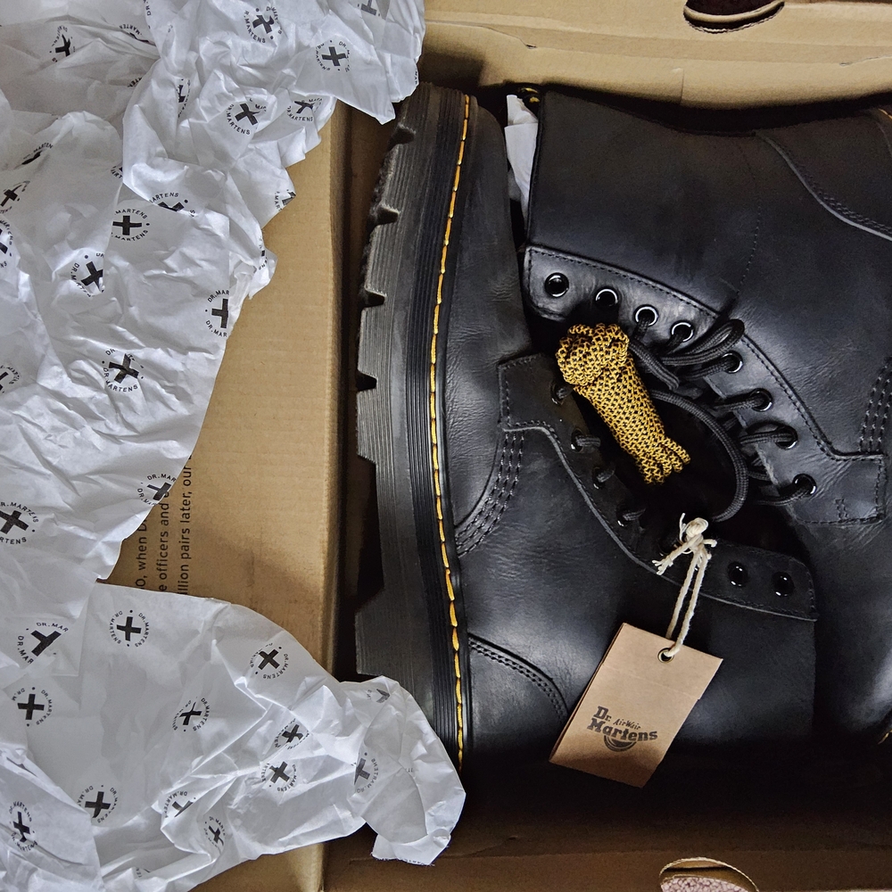Dr. Martens Black Boots with Yellow Laces